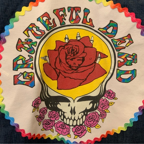 Men’s Custom Wrangler Denim Grateful Dead Upcycled Pearl Snap Western Band Shirt - Picture 3 of 8